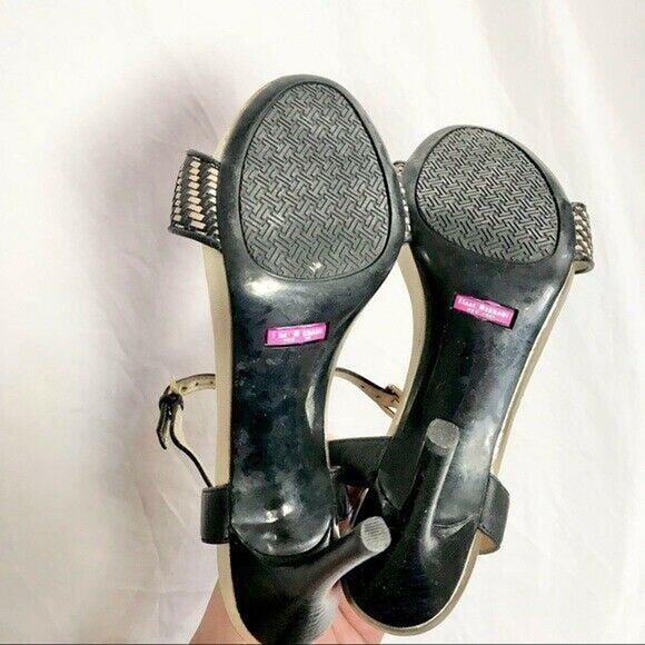 Isaac Mizrahi New York Size 8 Isbelle High Heels Black Gold Date Night Leather - Picture 7 of 9